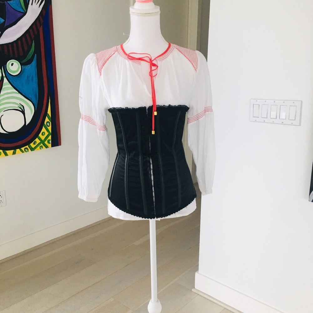 Women Waist Shaper Satin Vintage Black Corset Sexy  EU-Size 56cm.